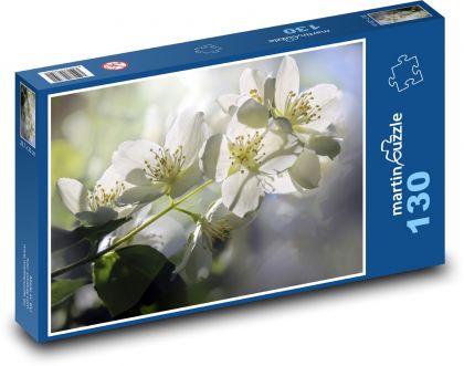 Jaśmin - białe kwiaty, krzew - Puzzle 130 elementów, rozmiar 28,7x20 cm