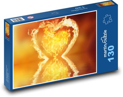 Srdce - oheň, láska - Puzzle 130 dílků, rozměr 28,7x20 cm