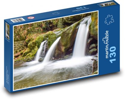 Vodopád - Luxembursko, les - Puzzle 130 dielikov, rozmer 28,7x20 cm 