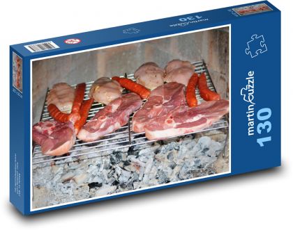 Grilling - food, meat - Puzzle 130 pieces, size 28.7x20 cm 