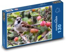 Vrabec na větvi - pták, zvíře Puzzle 130 dílků - 28,7 x 20 cm