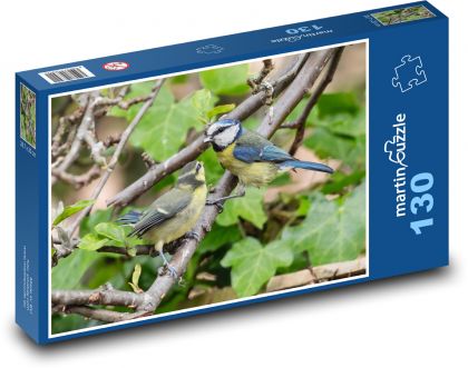 Sýkorka modřinka - pták, strom  - Puzzle 130 dílků, rozměr 28,7x20 cm