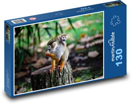 Monkey with a cub - mother, love - Puzzle 130 pieces, size 28.7x20 cm 