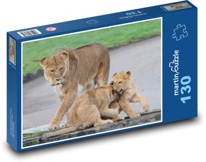 Löwin - Mutter, Jungen - Puzzle - 130 Teile