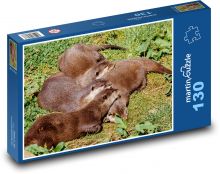 Spiace vydry - zvieratá, odpočívať Puzzle 130 dielikov - 28,7 x 20 cm 