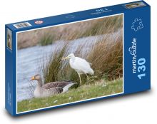 Volavka bílá - brodivý pták, jezero Puzzle 130 dílků - 28,7 x 20 cm