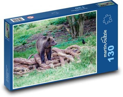 Niedźwiedź brunatny - las, zwierzę - Puzzle 130 elementów, rozmiar 28,7x20 cm