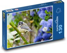 Sýkorka modrinka - malý vtáčik, kŕmenie Puzzle 130 dielikov - 28,7 x 20 cm 