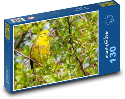 Žlutý pták - pěvec, pták na stromě - Puzzle 130 dílků, rozměr 28,7x20 cm