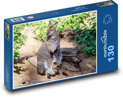 Kangaroo - marsupial, mother and young - Puzzle 130 pieces, size 28.7x20 cm 