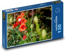 Red poppy - flowers, field Puzzle 130 pieces - 28.7 x 20 cm 