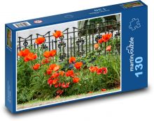 Vlčí mak - červené kvety, záhradka Puzzle 130 dielikov - 28,7 x 20 cm 