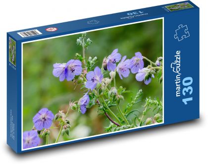 Fialové květiny - zahrada, okvětní lístky - Puzzle 130 dílků, rozměr 28,7x20 cm