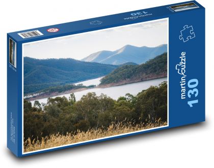 Górskie jezioro - las, góry - Puzzle 130 elementów, rozmiar 28,7x20 cm