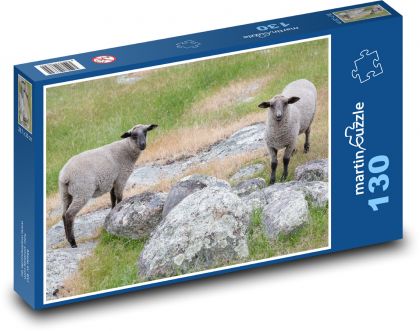 Ovce - pastvina, farma  - Puzzle 130 dílků, rozměr 28,7x20 cm