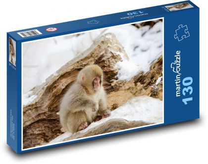 Japonský makak - sněhová opice, zima - Puzzle 130 dílků, rozměr 28,7x20 cm