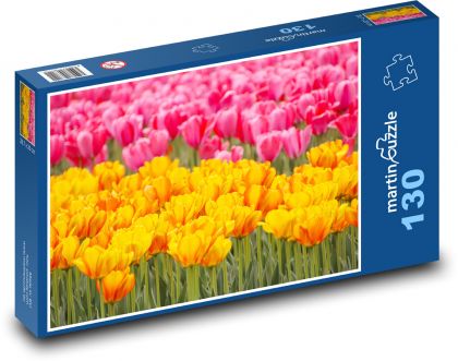 Pole tulipánů - květiny, zahrada - Puzzle 130 dílků, rozměr 28,7x20 cm