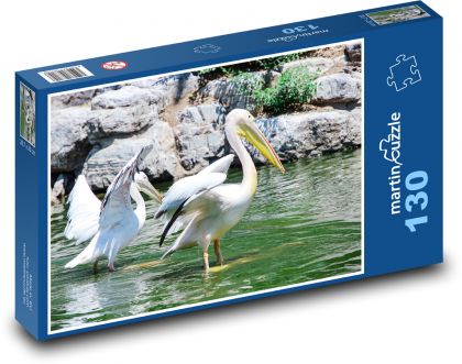 Bílí pelikáni - ptáci, zvířata - Puzzle 130 dílků, rozměr 28,7x20 cm