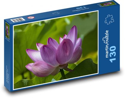 Lotosový květ - fialová rostlina, fialový květ  - Puzzle 130 dílků, rozměr 28,7x20 cm