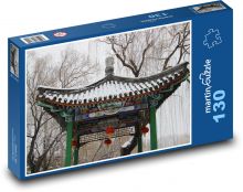 Azjatycka architektura - pavinon, zima Puzzle 130 elementów - 28,7x20 cm