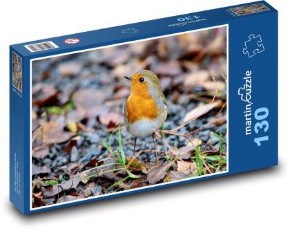 Robin - Vogel, Federn - Puzzle - 130 Teile