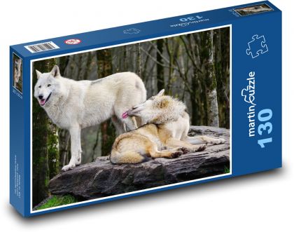 Wilki w lesie - zwierzęta, bestie - Puzzle 130 elementów, rozmiar 28,7x20 cm