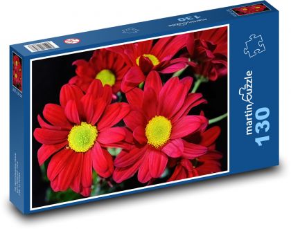 Chryzantéma - červené kvety, kvetina - Puzzle 130 dielikov, rozmer 28,7x20 cm 