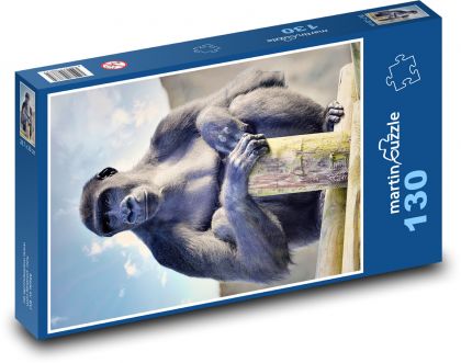 Gorila - primát, zvíře - Puzzle 130 dílků, rozměr 28,7x20 cm