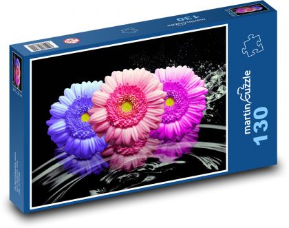 Farebné gerbery - kvety, kvety - Puzzle 130 dielikov, rozmer 28,7x20 cm 