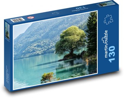 Jezero - Dolomity, Itálie - Puzzle 130 dílků, rozměr 28,7x20 cm