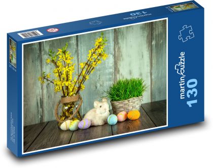 Velikonoce - zajíc, vejce - Puzzle 130 dílků, rozměr 28,7x20 cm