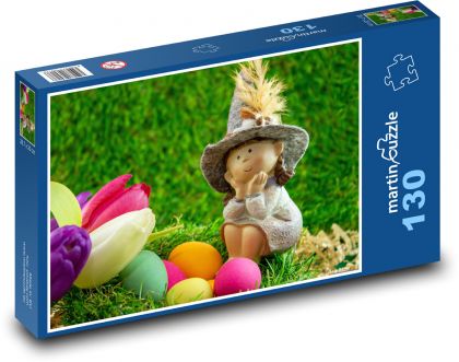 Velikonoční vejce - dekorace - Puzzle 130 dílků, rozměr 28,7x20 cm