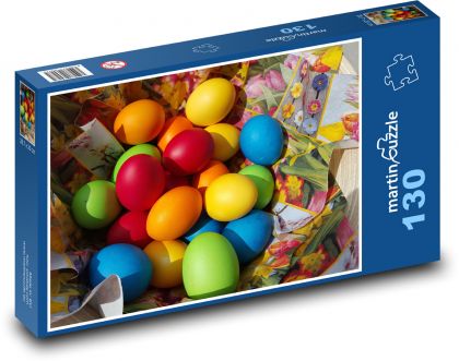 Barevná vajíčka - velikonoční, vejce - Puzzle 130 dílků, rozměr 28,7x20 cm