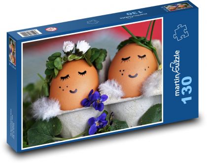 Velikonoční dekorace - vejce, jaro - Puzzle 130 dílků, rozměr 28,7x20 cm