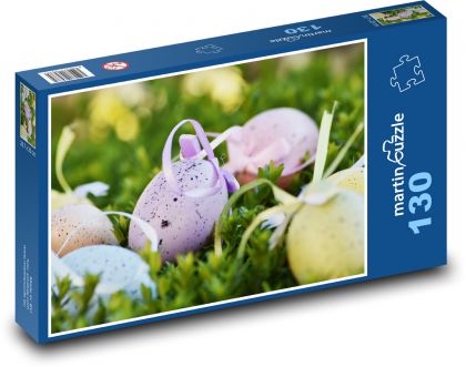 Veľká noc - farebné vajíčko, dekorácie - Puzzle 130 dielikov, rozmer 28,7x20 cm 