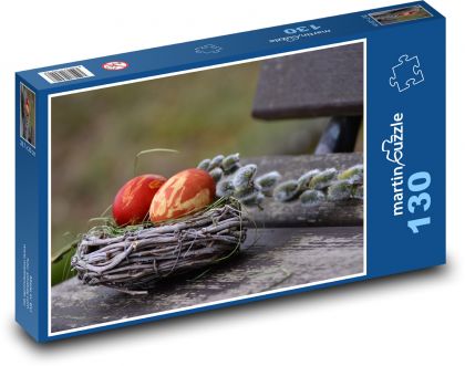 Easter eggs - nest, decoration - Puzzle 130 pieces, size 28.7x20 cm 
