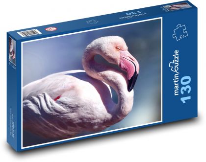 Růžový plameňák - vodní pták, zvíře - Puzzle 130 dílků, rozměr 28,7x20 cm
