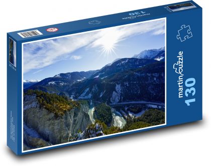 Góry - śnieg, Szwajcaria - Puzzle 130 elementów, rozmiar 28,7x20 cm