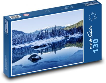 Jezero - Švýcarská krajina, zima - Puzzle 130 dílků, rozměr 28,7x20 cm