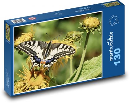 Motýľ na kvete - opeľovanie, hmyz - Puzzle 130 dielikov, rozmer 28,7x20 cm 