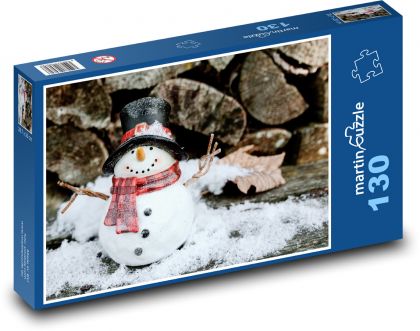 Snowman - decoration, snow - Puzzle 130 pieces, size 28.7x20 cm 