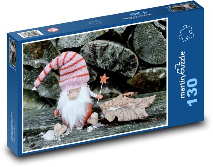 Christmas dwarf - winter, decoration - Puzzle 130 pieces, size 28.7x20 cm 