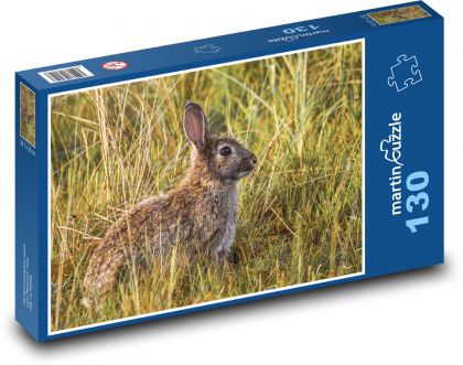 Králik v tráve - voľne žijúcich živočíchov, sedieť - Puzzle 130 dielikov, rozmer 28,7x20 cm 