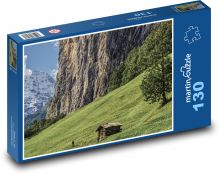 Horská chata - hora, skaly Puzzle 130 dielikov - 28,7 x 20 cm 