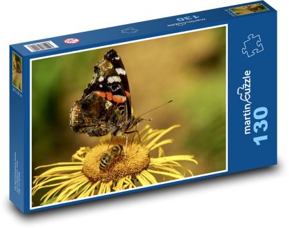 Motýl - opýlení, včela - Puzzle 130 dílků, rozměr 28,7x20 cm