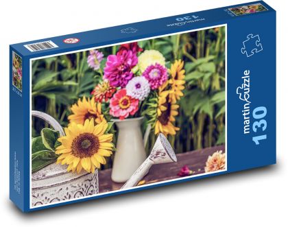 Sonnenblumen - Blumensträuße, Dahlien - Puzzle - 130 Teile