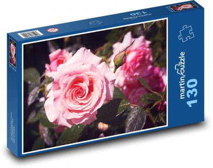 Růže - růžový květ, květina - Puzzle 130 dílků, rozměr 28,7x20 cm