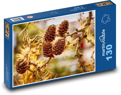 Smrekovcové šišky - strom, ihla - Puzzle 130 dielikov, rozmer 28,7x20 cm 