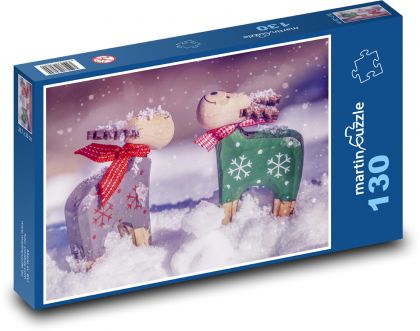 Rentier - Weihnachtsdekoration, Schnee - Puzzle - 130 Teile