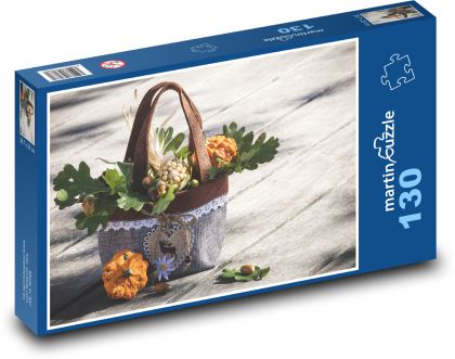 Herbstdekoration - Kürbis, Eicheln - Puzzle - 130 Teile